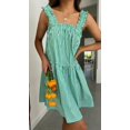 thumbnail image 5 of Cismea - Mini Vestido de Verano con Volantes Florales para Mujer, sin Mangas, con Lazo en El Hombro, LíNea Acampanada, Vestidos Cortos, Vestidos de Playa Cismea falda, 5 of 5