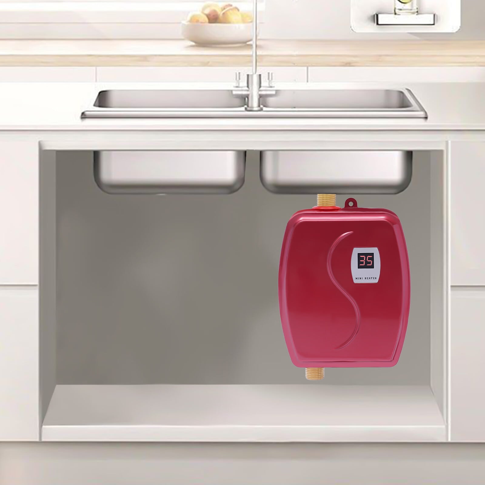 110V Mini Water Heater Instant Electric Tankless Wall Mounted Hot Water  Heater with LCD Digital Display for Home Kitchen Use(Red) - Walmart.com