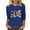 Blue, variant on WREESH Womens Great Britain Uk Flag T-Shirts Casual 3/4 Sleeve T-Shirts Crewneck Tunic Tops Basic Graphic Tees Loose Pullover Blouses Black