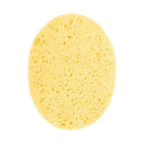Unique Bargains 1 Pc Reusable Facial Sponges Oval for Removing Dirt 4.53"x3.66"x0.39" Yellow