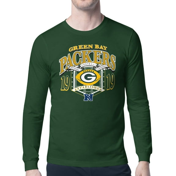 Men's Starter Olive Green Bay Packers Retro Long Sleeve Graphic T-Shirt