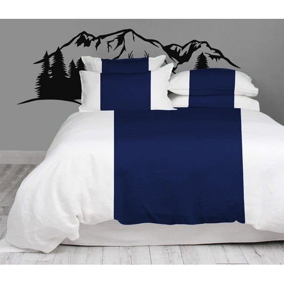 BedDecor Contrast Color Bar 3 Piece Duvet Cover Set 100% Egyptian Cotton 600 TC (Royal Blue, Twin/Twin XL)