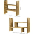 thumbnail image 3 of Adjustable Whitewashed Solid Wood Desktop Storage Organizer Display Shelf Book Rack, Office Desk Bookshelf, 3 of 12