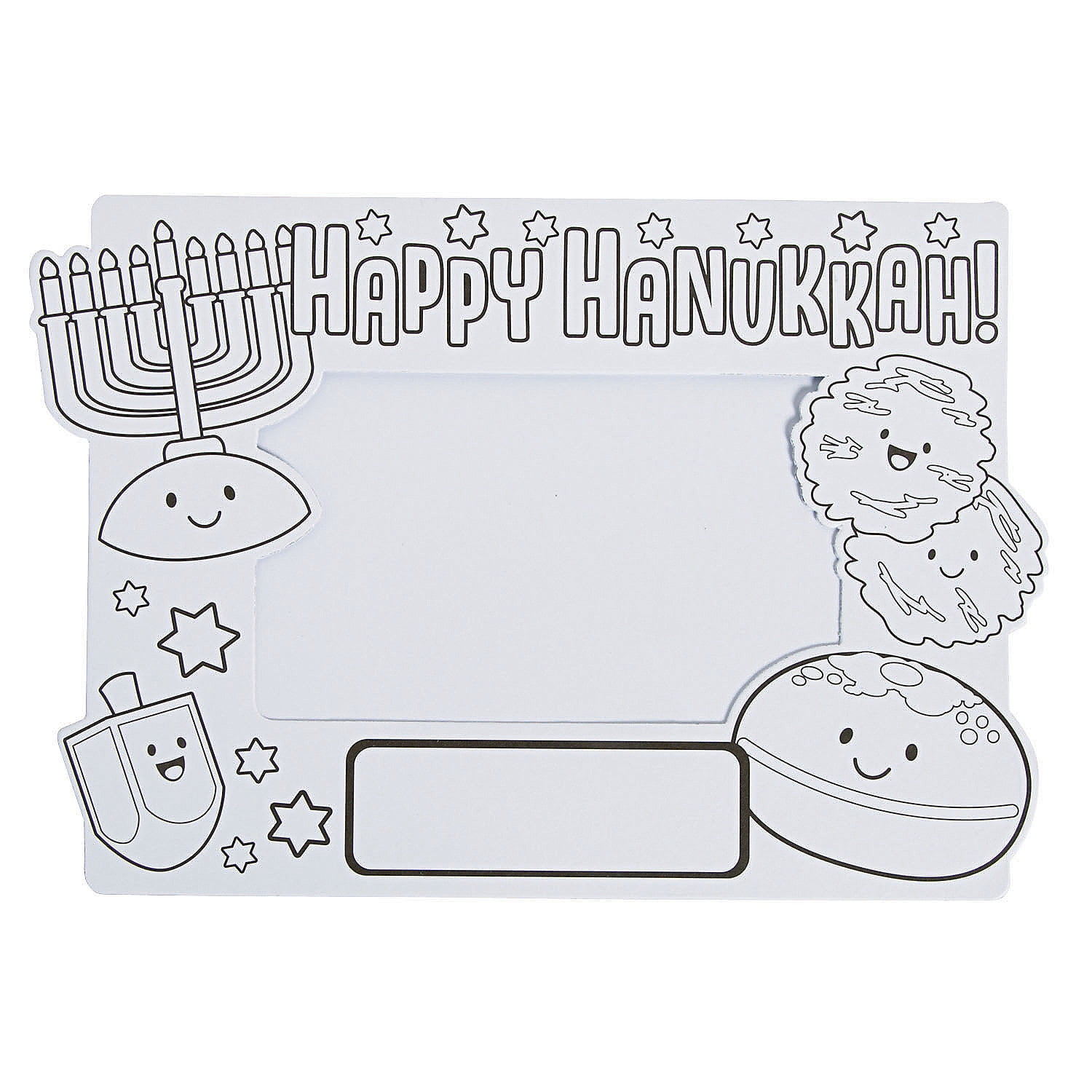 Color Your Own Hanukkah Picture Frames, Craft Kits, Stationery, CYO - Paper, Hanukkah, 12 Pieces, Black/White