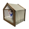 thumbnail image 1 of Geometric Pet House, Abstract Geometric Origami Pattern Vintage Illustration Retro Style Print, Outdoor & Indoor Portable Dog Kennel with Pillow and Cover, 5 Sizes, Orange Teal Cream, by Ambesonne, 1 of 5