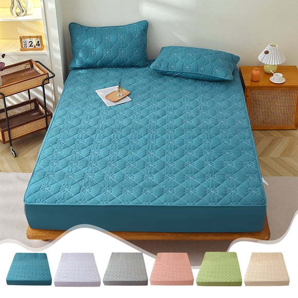 Fiudx Sábana Ajustable, Protector de Colchón Acolchado Suave, Funda Transpirable Antideslizante, Cálida para El Invierno, Fácil de Limpiar, Lavable a Máquina, para Dormitorio de Hotel, Tamaño 90 X 20