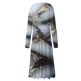 thumbnail image 4 of Women's Autumn Winter Casual Fashion V-Neck Long-sleeved Gradient (Floral) Print Long Dress, Black, Size L, 4 of 4