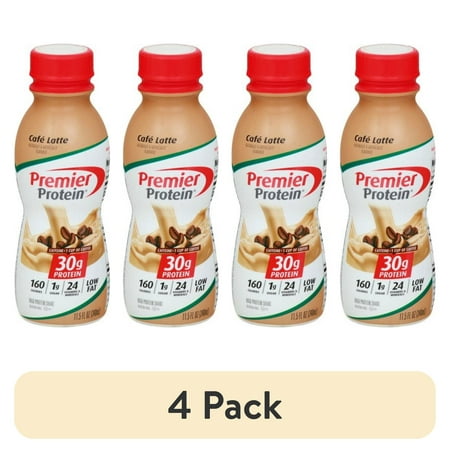 (4 pack) Premier Protein Shake, Café Latte, 30g Protein, 11.5 fl oz, 1 Ct