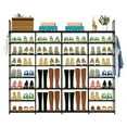 thumbnail image 2 of Moclever 8 Tiers 4 Rows Shoe Rack Organizer, Free Standing Metal Shoe Storage Shelf 56 Pairs of Shoe Tower Unit with 2 Hooks for Entryway Closet Bedroom, Black, 2 of 11