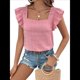 thumbnail image 2 of Top de Mujer con Cuello Cuadrado y Volantes de Corta, Color Rosa M, 2 of 10
