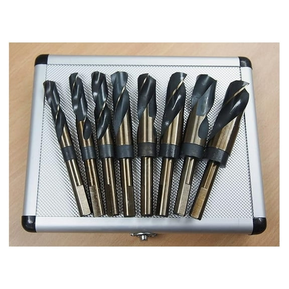 HSS Cobalt Drill Bit Set 8PC - Silver & Deming Bits 9/16"-1", 135° Split Point, Industrial Grade - Metal Drilling, Aluminum Carry Case