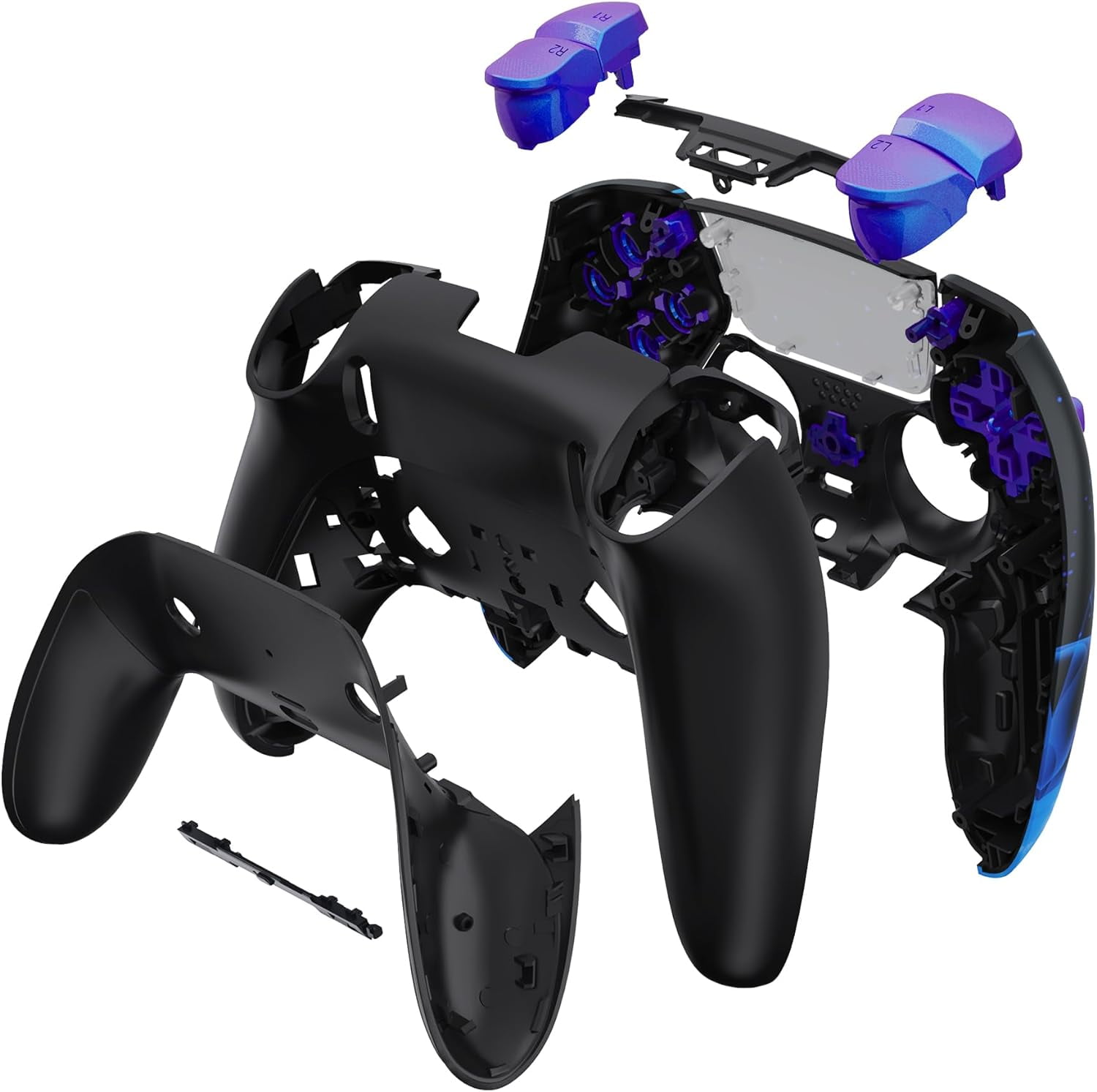 eXtremeRate Full Set Housing Shell with Buttons Touchpad Cover Compatible with ps5 Edge Controller, Blue Flame Replacement Decorative Trim Shell Front Back Plates Compatible with ps5 Edge Controller