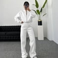 thumbnail image 3 of OIOLOYJM Sweatsuits Women 2 Piece Full Zip Sweatshirt Outfits Baggy Tracksuit Matching Workwear Loose Fit Coats and Drawstring Elastic Pants White M, 3 of 4