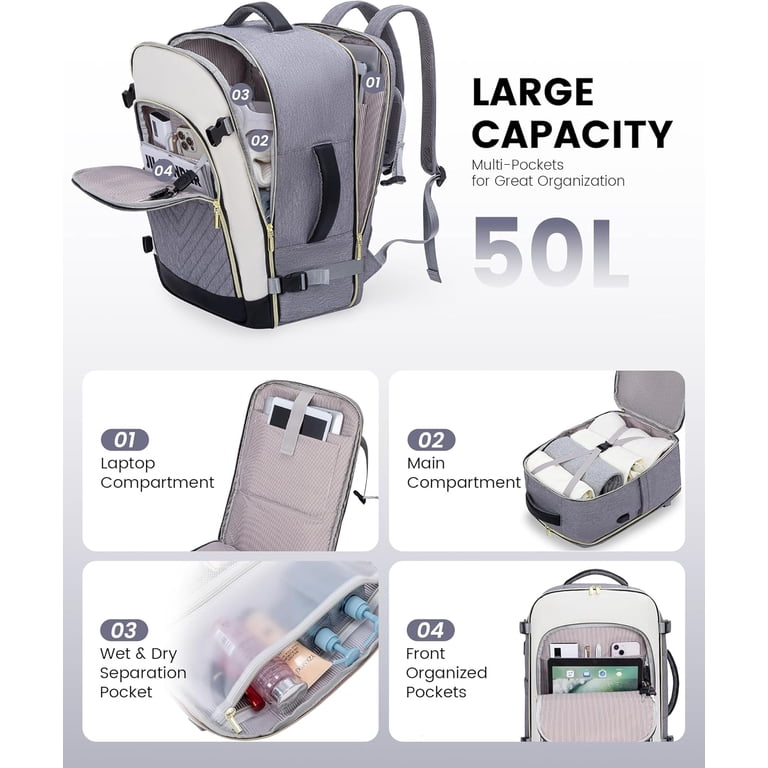 Large Travel Carry On Backpack with 4 Packing Cubes, TSA Airline Approved Amazon.com: Velaybor 42L Travel Backpack with 4 Packing  main image 4