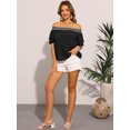thumbnail image 3 of DARING DIVA Women's Ruffle Off Shoulder Short Sleeve Smocked Boho Blouse S Black, 3 of 6