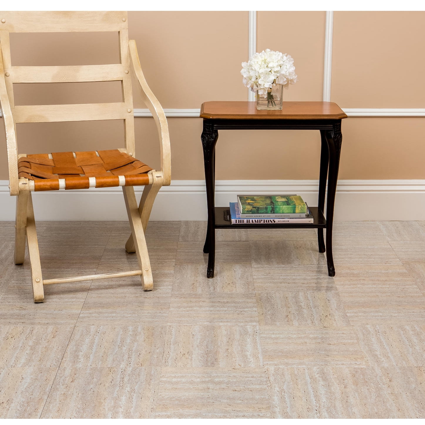 NEXUS Travatine Marble 12x12 Self Adhesive Vinyl Floor Tile - 20 Tiles/20 Sq.Ft., 2 pack