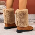 thumbnail image 3 of SACFOF Fur Boot for Women Comfortable Fuzzy Knee High Boots Round Toe Warm Snow Boots Fashion Winter Boots Y2K, 3 of 6