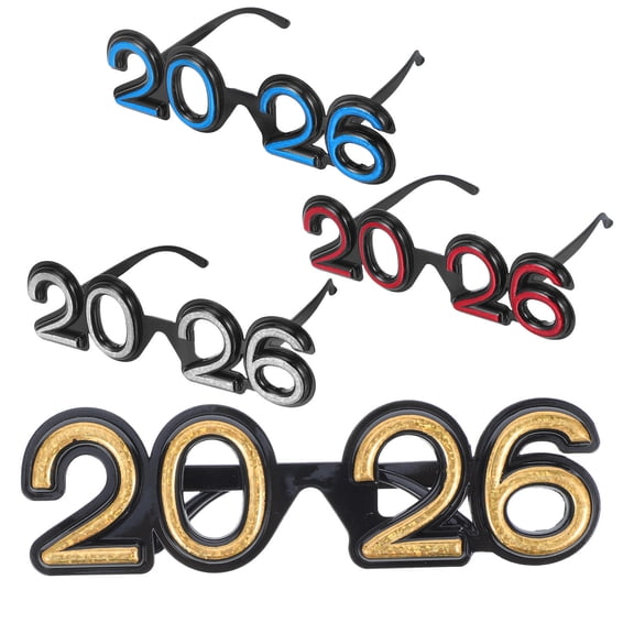 OFFIGAM Back to School Set of 4 2026 Number Shape Party Decoration Funny Glasses for New Years Eve