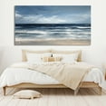 thumbnail image 2 of Large White Ocean Wave Abstract Oil Painting Blue Ocean Minimalist Painting On Canvas Large Blue Sky Painting Original Beach Seascape Wall Art,Unstretched,Frameless,(61*122cm)24*48Inches, 2 of 5