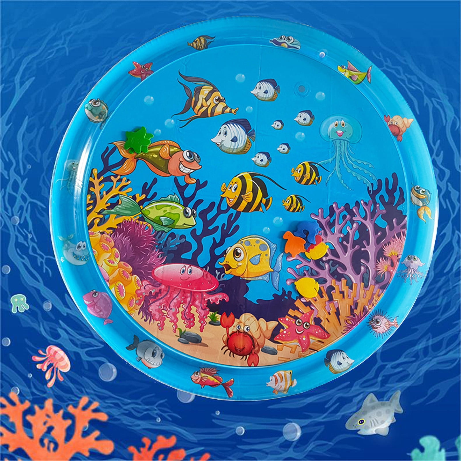 MEUDQU Water Playmat Thickened Water Sensor Play Mat For Cats Water Sensory Playmat With Fish For Pet Play Water Sensor Mat For Kids Water Sensory Pad Water Play for Home