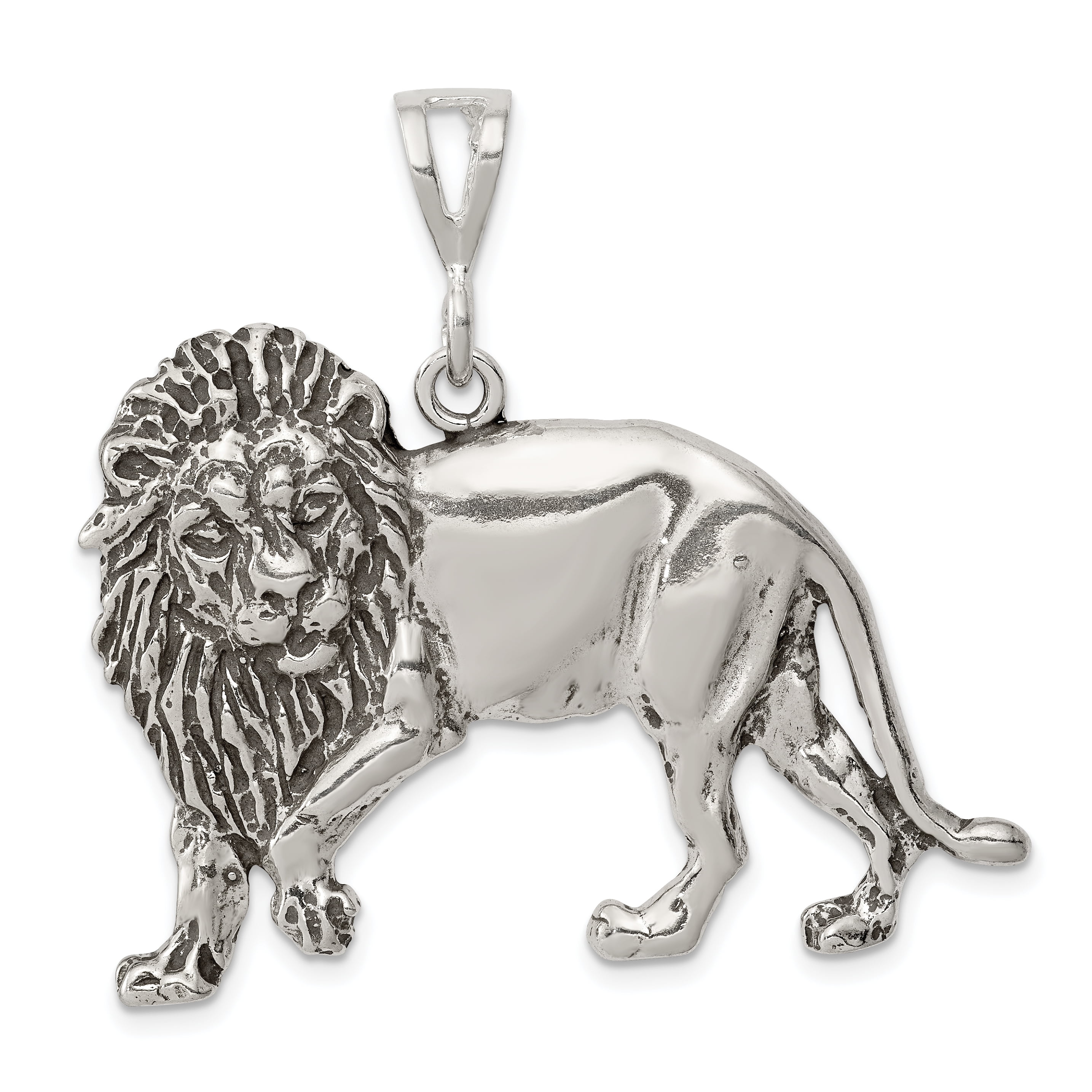 925 Sterling Silver Lion Pendant Charm Necklace Animal Tiger 