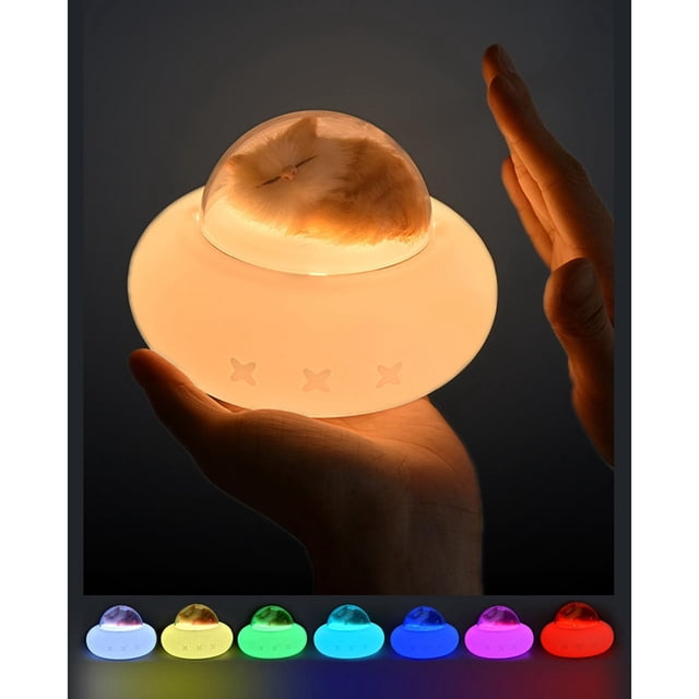Lámpara de silicona Colco que cambia color para decoración de dormitorio Gato Luz de noche