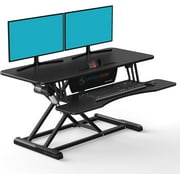 VersaDesk 40" PowerRiser Electric Height Adjustable Standing Desk Riser for Home Office, Black, w/ Keyboard Tray