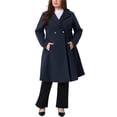 thumbnail image 3 of Agnes Orinda Women's Plus Size Coats Notch Lapel Double Breasted Elegant Trench Winter A Line Pea Coats 3X Dark Blue, 3 of 6