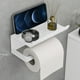 thumbnail image 1 of Toilet Paper Holder Aluminum Alloy No Drill | Bathroom Tissue Rack | Phone Storage Shelf | Modern Design | Wall Mount | Sturdy | White | 16.5x10x6x7cm | Includes Accessories, 1 of 6