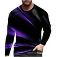thumbnail image 2 of cllios Shirts for Men Big and Tall 3D Optical Line Print Tees Long Sleeve Crewneck Shirt Mens Regular Fit Blouse Gym Workout Pullover Tops Black XL, 2 of 5