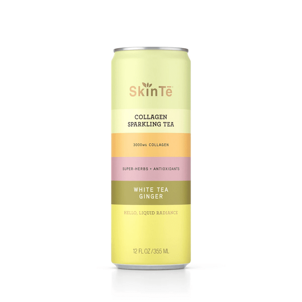 SkinTe Collagen Sparkling Ginger White Tea, 12 fl oz [Pack of 12