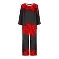 thumbnail image 5 of Lounge Sets For Women 2 Piece 2PC Round Neck Long Sleeve Two-piece Comfortable Home Pajamas Set Sports Set Up to 65% off, 5 of 5