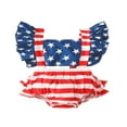 thumbnail image 1 of Infant Baby Girls Casual Romper  National Flag Printed Sleeveless Backless Hollow Out Ruffled Bodysuit, 1 of 6
