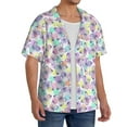 thumbnail image 4 of Xecao offers the Butterflies on Polka Dots for Men's Casual Short-sleeved Shirt, a button-up collared shirt with a pocket, perfect for beach vacations and yacht travel in the X-Large size., 4 of 7