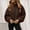 Brown a2, variant on UQJfacai Womens Full Zip Fleece Cropped Jacket Warm Winter Long Sleeve Stand Collar Sherpa Short Coat Casual Outerwear with Pockets