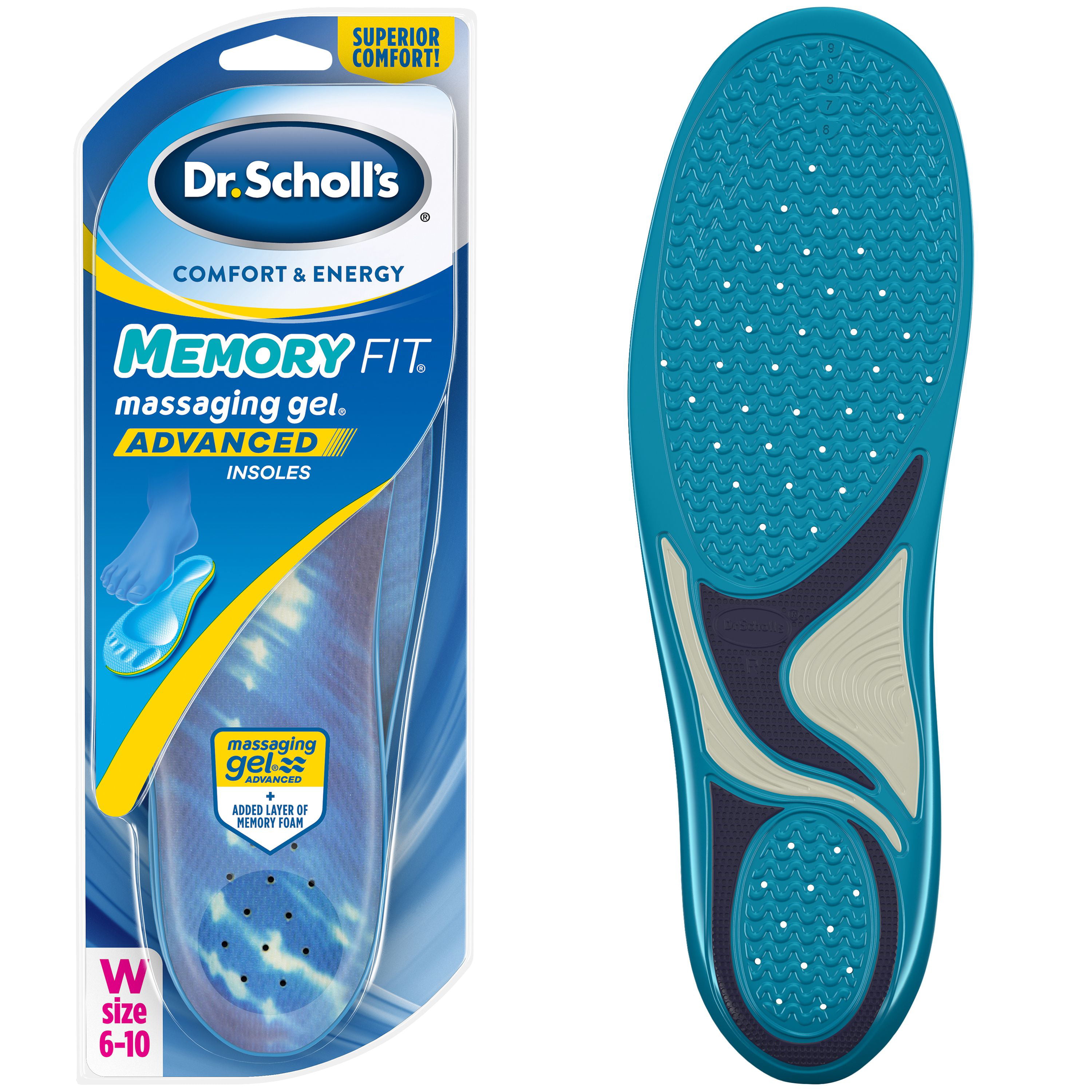Dr. Scholl's MEMORY FIT Insoles with Massaging Gel Advanced, 1 Pair ...