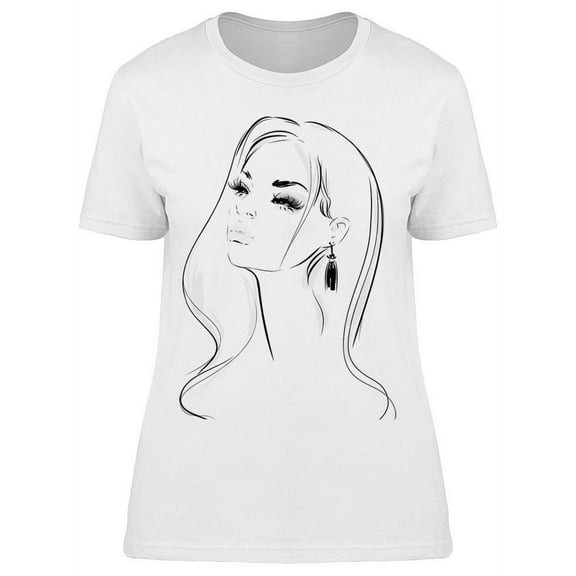 Pretty Woman Looking Up T-Shirt Women -Image by Shutterstock, Female Medium
