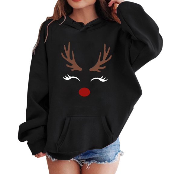 Hpapadks Boys Hoodie Boys Girls Loose Cute Print Hoodie Long Sleeve Casual Top Toddler Sweatshirt Black 5-6 Years