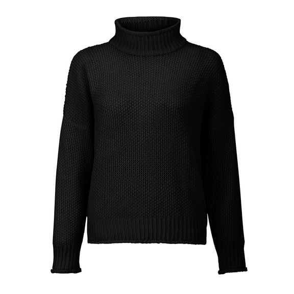 Sweaters For Women Knitted Thick Thread High Neck Pullover Sweater Cotton Black Size S-5Xl Oversized Sweaters For Women