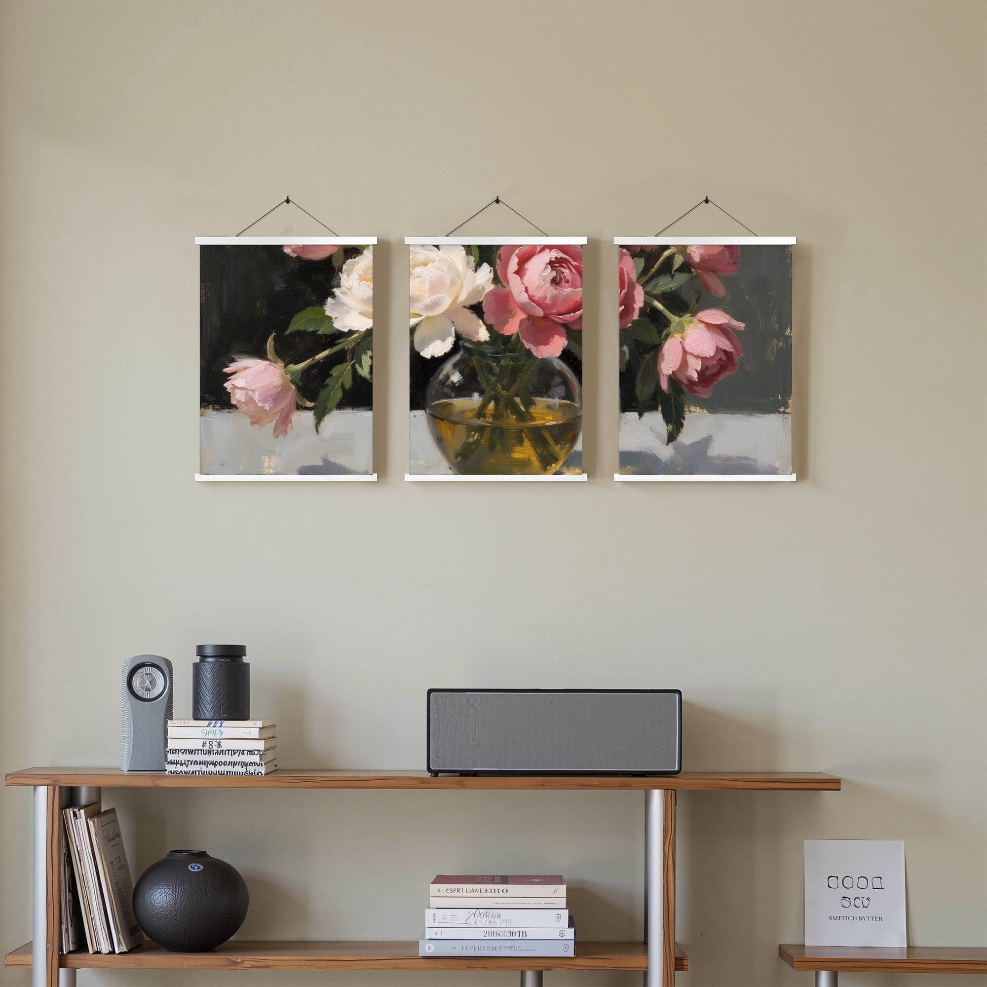 MAYEERTY Modern Abstract Wall Art Painting, Living Room Decor, White Hanging Rod Frame, 15.7"x11.8"