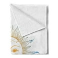 thumbnail image 2 of Sun Soft Flannel Fleece Throw Blanket, Hand Drawn Ornamental Star with Face Tribal Aztec Inspired Illustration, Cozy Plush for Indoor and Outdoor Use, 50" x 60", Apricot Blue White, by Ambesonne, 2 of 5