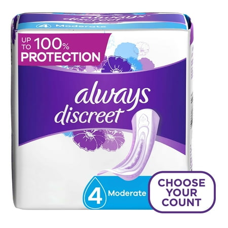 Always Discreet Incontinence Pads  Moderate Absorbency  Regular Length  198 CT