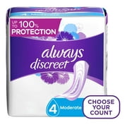 Always Discreet Incontinence Pads, Moderate Absorbency, Regular Length, 198 CT