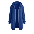 thumbnail image 5 of Thousandth Women's Loose Fit Zip Up Hooded Coat Casual Mid Length Oversized Long Sleeve Sweatshirt Fall Winter Warm Jacket, 5 of 8