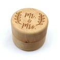 thumbnail image 4 of Wooden Round Beech Wedding Ring Box With Letter Mr & Mrs On The Surface, 4 of 7