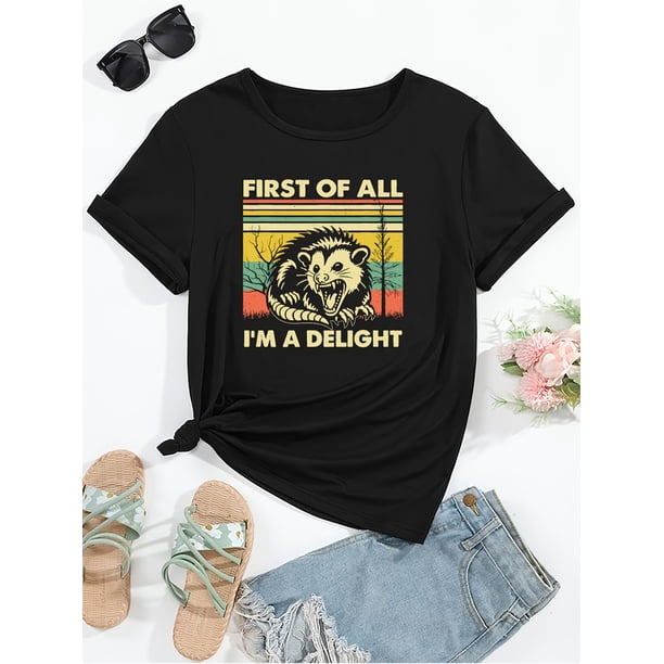 Women's Casual Novelty Animal Print T-Shirt, Soft And Skin-Friendly, Fashion Short Sleeve Top With Humorous Graphic, Round Neck, Relaxed Fit