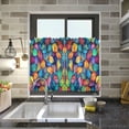 thumbnail image 4 of Yayeee Kitchen Curtains Tier Pair Light Filtering 27"x24" Rod Pocket Short Cafe Window Panel, Vibrant Art Leaves Pattern, 4 of 7