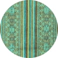 thumbnail image 1 of Ahgly Company Indoor Round Abstract Turquoise Blue Modern Area Rugs, 6' Round, 1 of 4