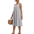 thumbnail image 5 of FAIWAD Linen Dress Women Sleeveless Loose Summer Knee Length Sundresses Plus Size Casual Beach Dress with Pockets, 5 of 9