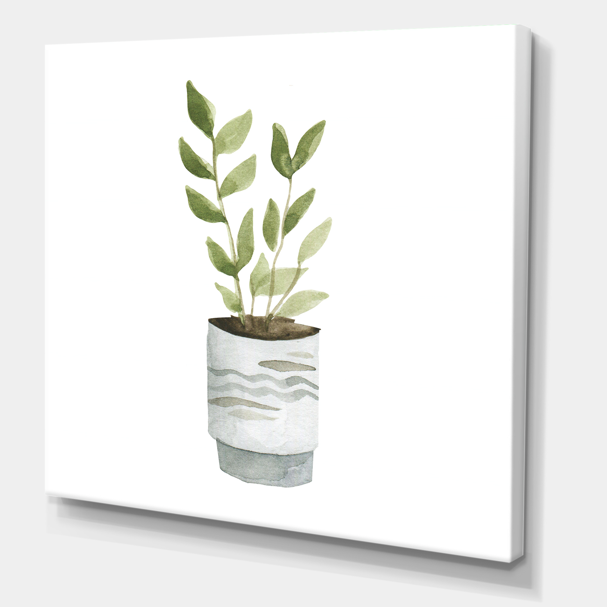 Designart ' Indoor Green Home House Plants in Pots II ' Traditional Canvas Wall Art Print
